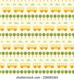 Vintage town yellow bus pattern