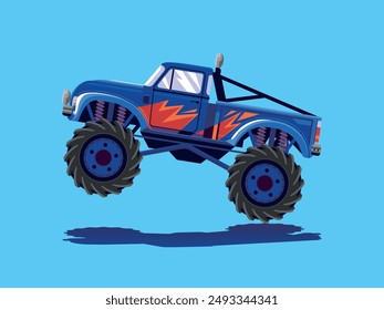 Vintage toy hot rod monster truck car. Vector illustration in flat design.