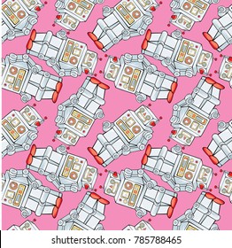 vintage toy robot seamless pattern 