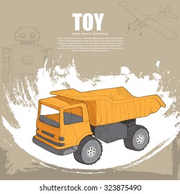 vintage toys background. illustration toys