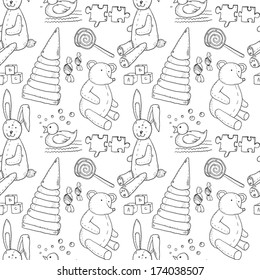 Vintage toys seamless pattern