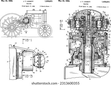  Fecha de patente de Vintage TRACTOR 1931