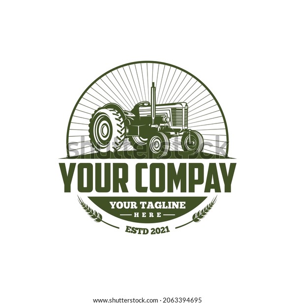 vintage tractor\
silhouette logo\
template