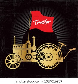 Vintage tractor in vector