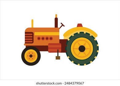 Vintage tractor vector artwork illustration.