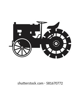 Vintage tractor vector icon. Agricultural vehicle old timer from 1930s. Transport or vehicle design template.