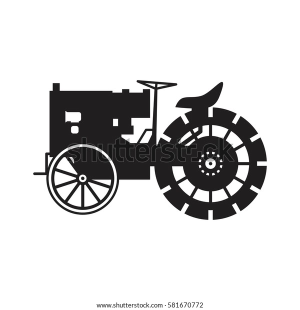 Vintage tractor\
vector icon. Agricultural vehicle old timer from 1930s. Transport\
or vehicle design\
template.