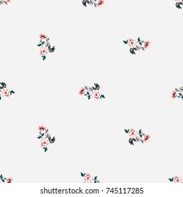 Vintage traditional roses vector seamless pattern in watercolor style. Beautiful floral Illustration on white background.