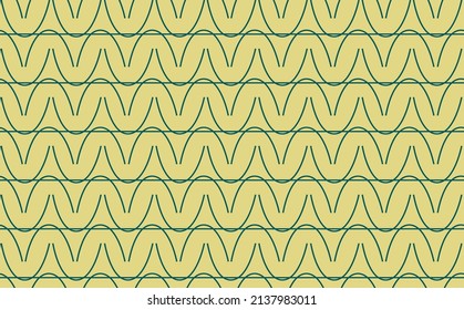 El patrón vintage o tradicional simple consiste en líneas rectas y curvadas. Fondo vector de color amarillo y verde. Adecuado para plantilla de diseño. Patrón zigzag.