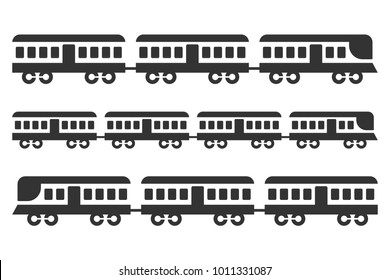 Vintage Train Icon Set Black Isolated Stock Vector (Royalty Free ...