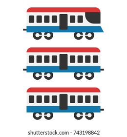 Vintage train icon set, isolated on white background, vector illustration.
