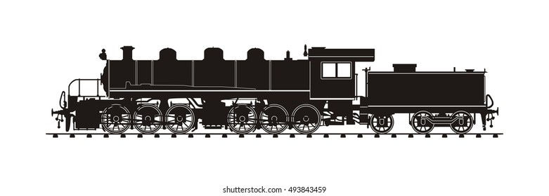 vintage train illustration vector silhouette