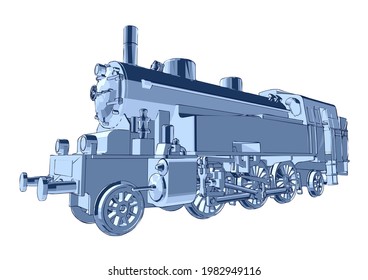 vintage train isolated on a white background