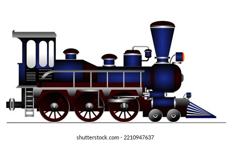 vintage train locomotive isolated on white background
