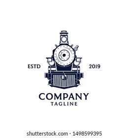 Vintage Train Locomotive Steam Logo Icon Vector Illustration