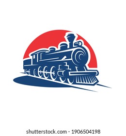 Vintage train locomotive vector isolated illustration