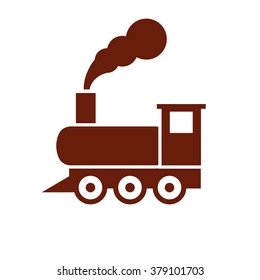 Vintage train sign. Vector icon brown
