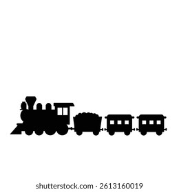 Vintage Train Silhouette With Coal Carriages Passenger Cars Isolated Vector Image