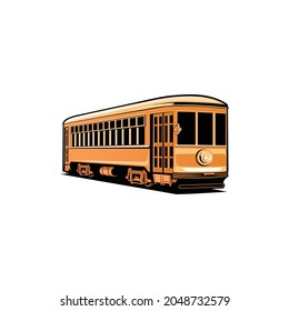 vintage tram isolated vector art