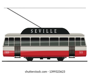 Vintage tram. Typical tram of Seville, Spain.