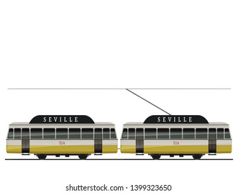 Vintage tram. Typical tram of Seville, Spain.