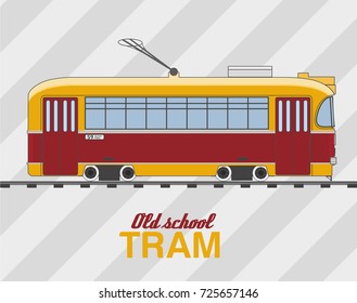 vintage tram, vector graphics