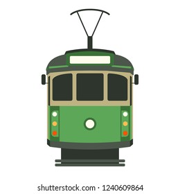 vintage tram  ,vector illustration , flat style , front view