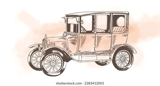 vintage transportation of ink drawing on paper for poster art print. old transportation for print. old machine
