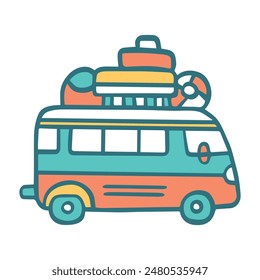 Vintage travel bus vector icon