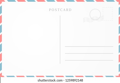 Vintage travel card design. Blank postcard template