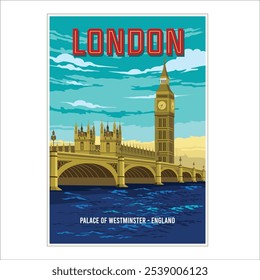 Design de cartaz de viagem vintage de Londres, bom para decoração de parede e design de camiseta