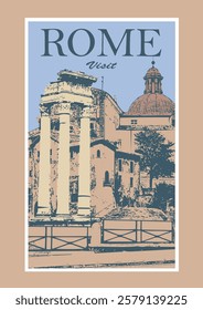 Vintage Travel Poster: Rome, Italy