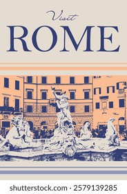 Vintage Travel Poster: Rome, Italy