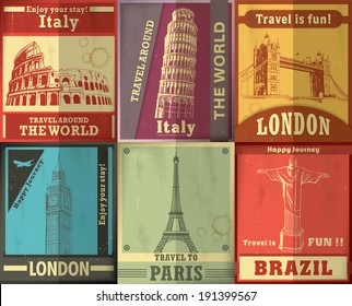 Vintage Travel set poster design