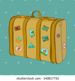 Vintage travel suitcase/ vector illustration
