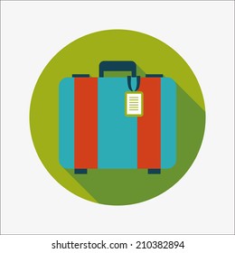 vintage travel suitcases, flat icon with long shadow