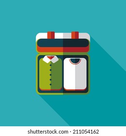 vintage travel suitcases, flat icon with long shadow