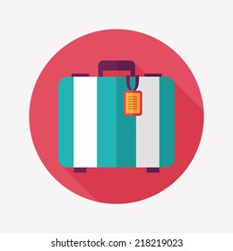 vintage travel suitcases, flat icon with long shadow