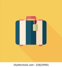 vintage travel suitcases, flat icon with long shadow