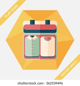 vintage travel suitcases, flat icon with long shadow