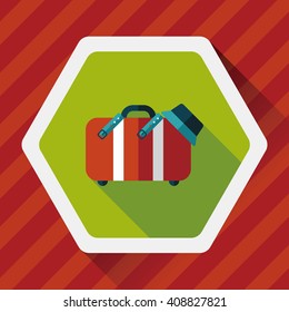 vintage travel suitcases, flat icon with long shadow