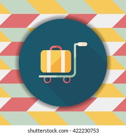 vintage travel suitcases, flat icon with long shadow