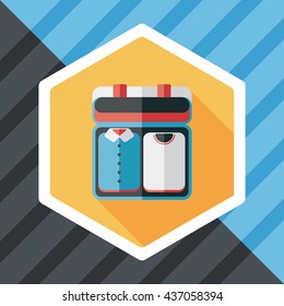 vintage travel suitcases, flat icon with long shadow