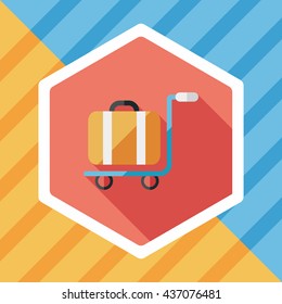 vintage travel suitcases, flat icon with long shadow
