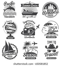 Vintage travel vector logo set.