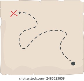 Vintage treasure map template. Simple map with markings. Treause map with x marking the spot