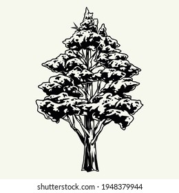 Vintage tree concept in monochrome style isolated vector illustration