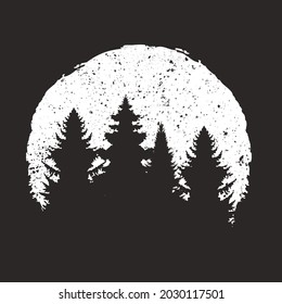 Vintage tree forest silhouette for Tshirt