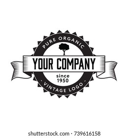 Vintage Tree Logo Badge. Flat Isolated Graphic Vector Symbol