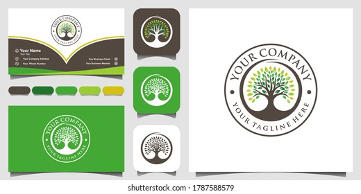 Vintage Tree Logo Design Inspiration And Business Card Design.